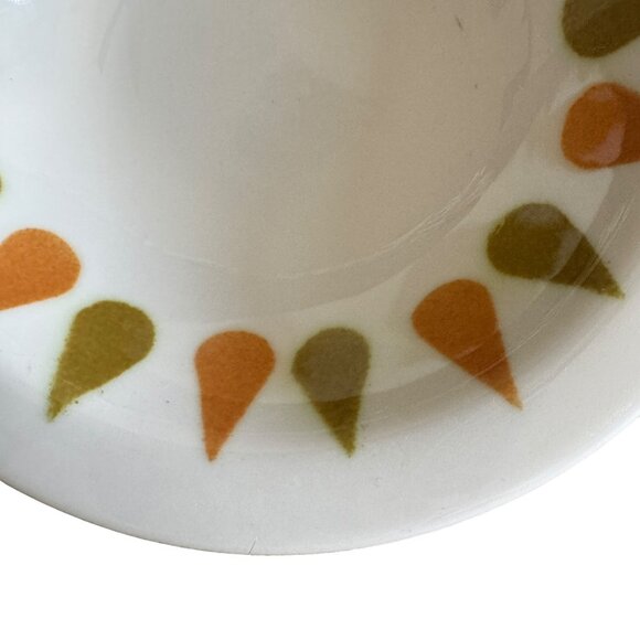 Shenango China Restaurantware Bowls Mid Mod Orange Green Teardrop Pattern 70s - Picture 9 of 16